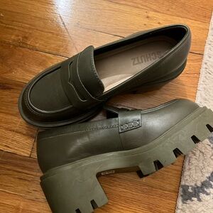 SCHUTZ Olive Green Loafers